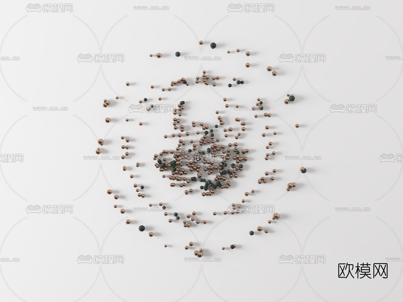 现代金属墙饰挂件3d模型下载（渲染图3）