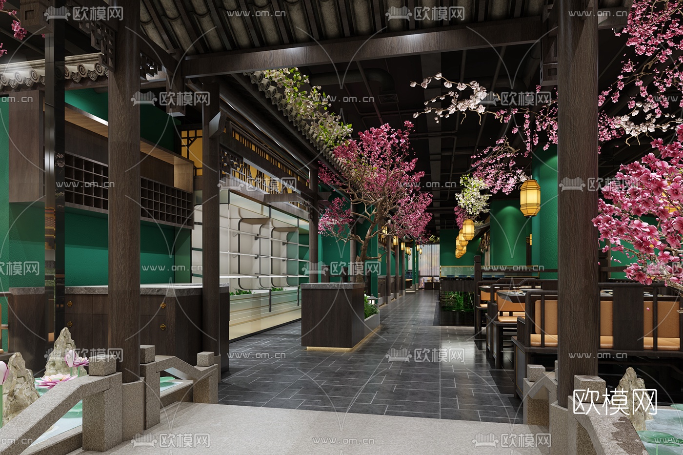 中式猪肚鸡主题餐厅3d模型下载（渲染图4）