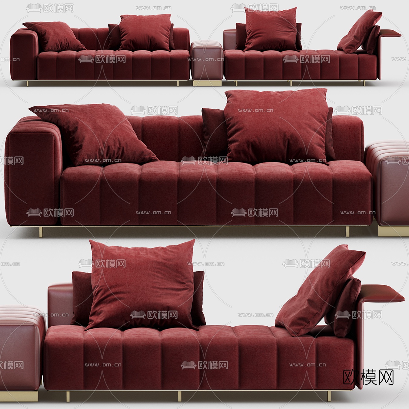 Minotti现代皮革双人沙发3d模型下载（渲染图2）