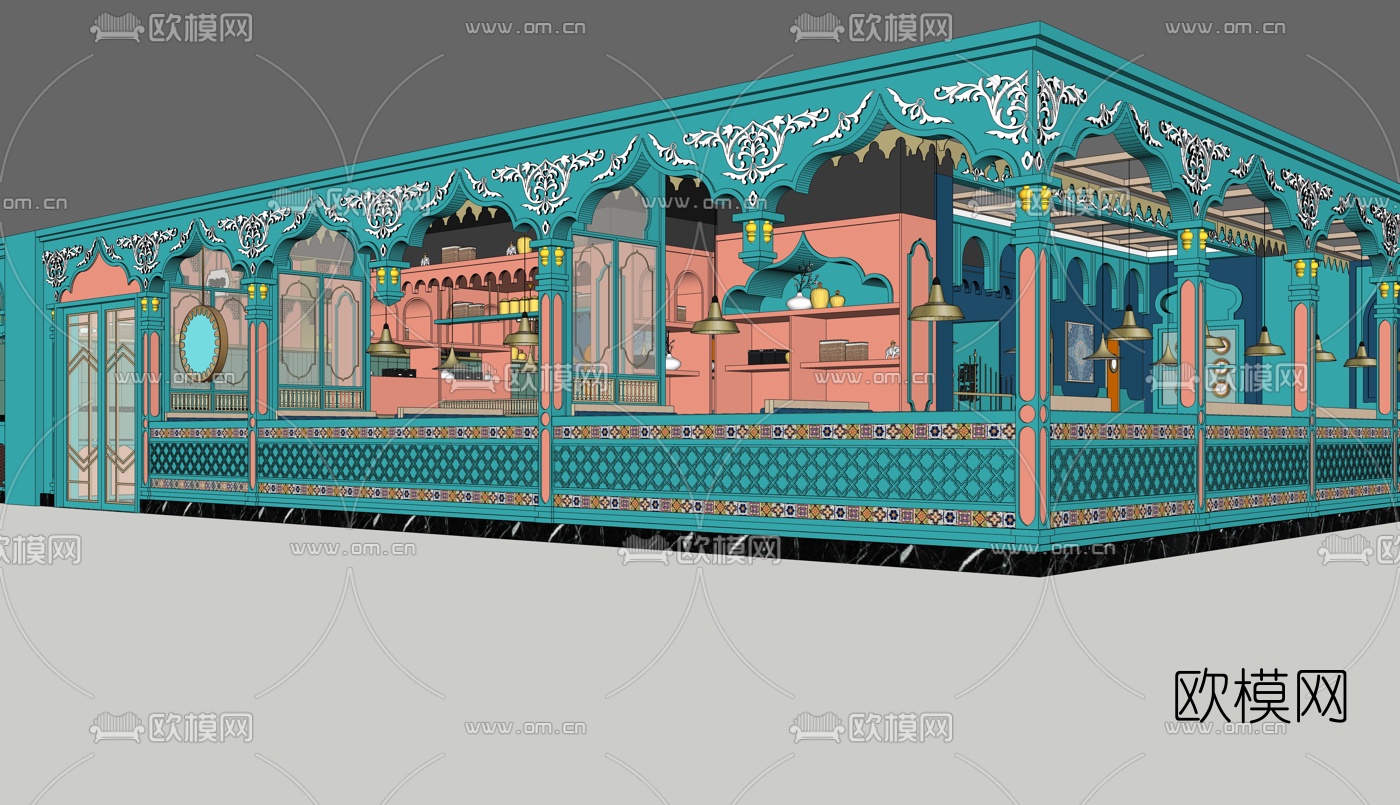 新疆风主题餐厅su模型下载（渲染图2）