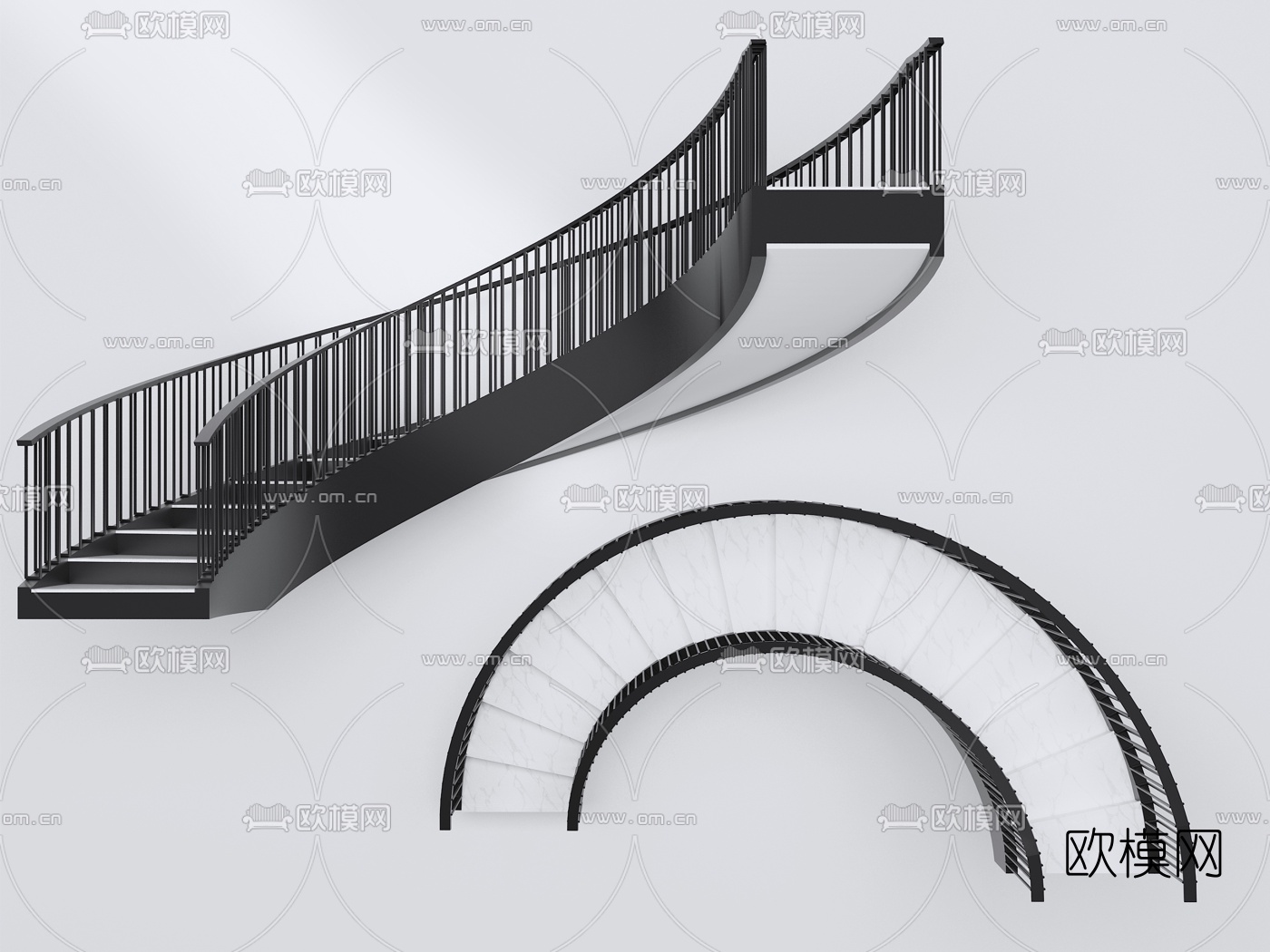 现代弧形楼梯3d模型