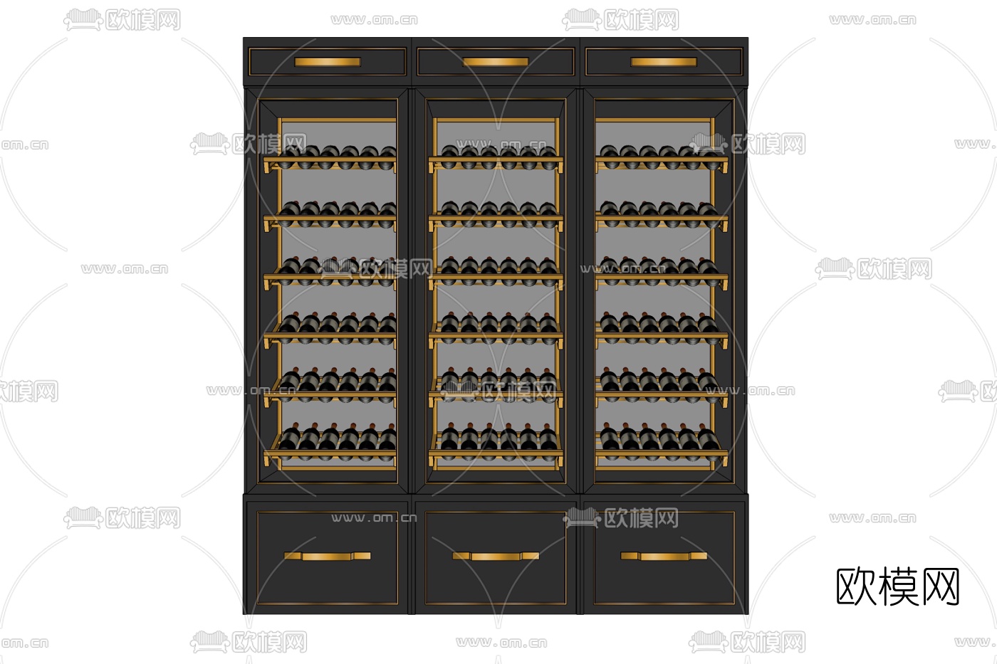 现代实木酒柜免费su模型下载