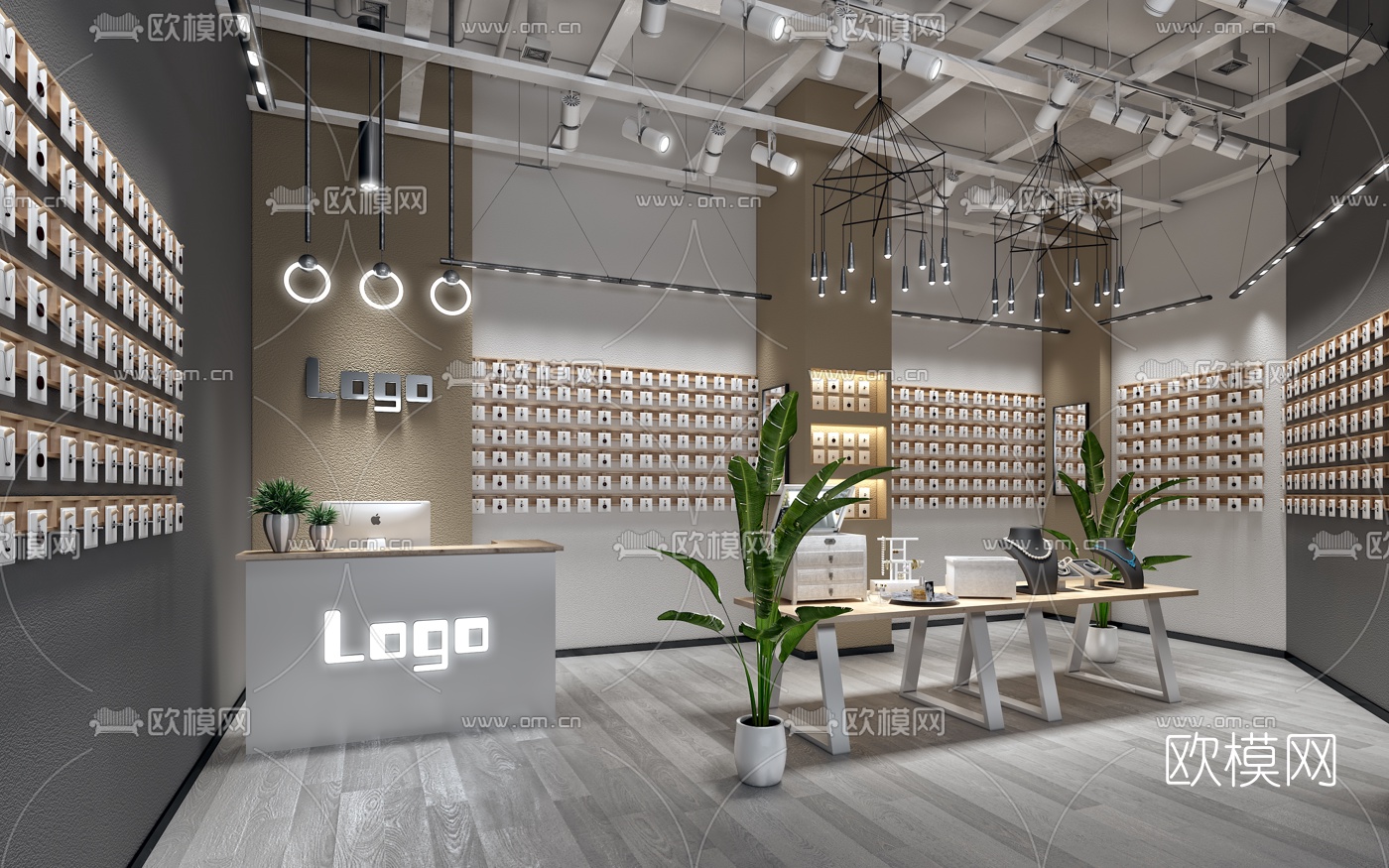 工业风轻奢首饰店珠宝店3d模型