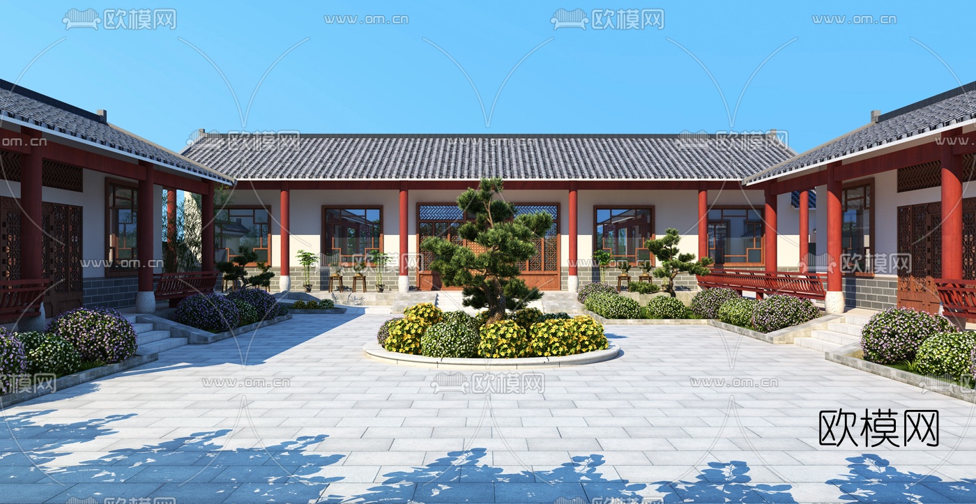 中式古建四合院3d模型
