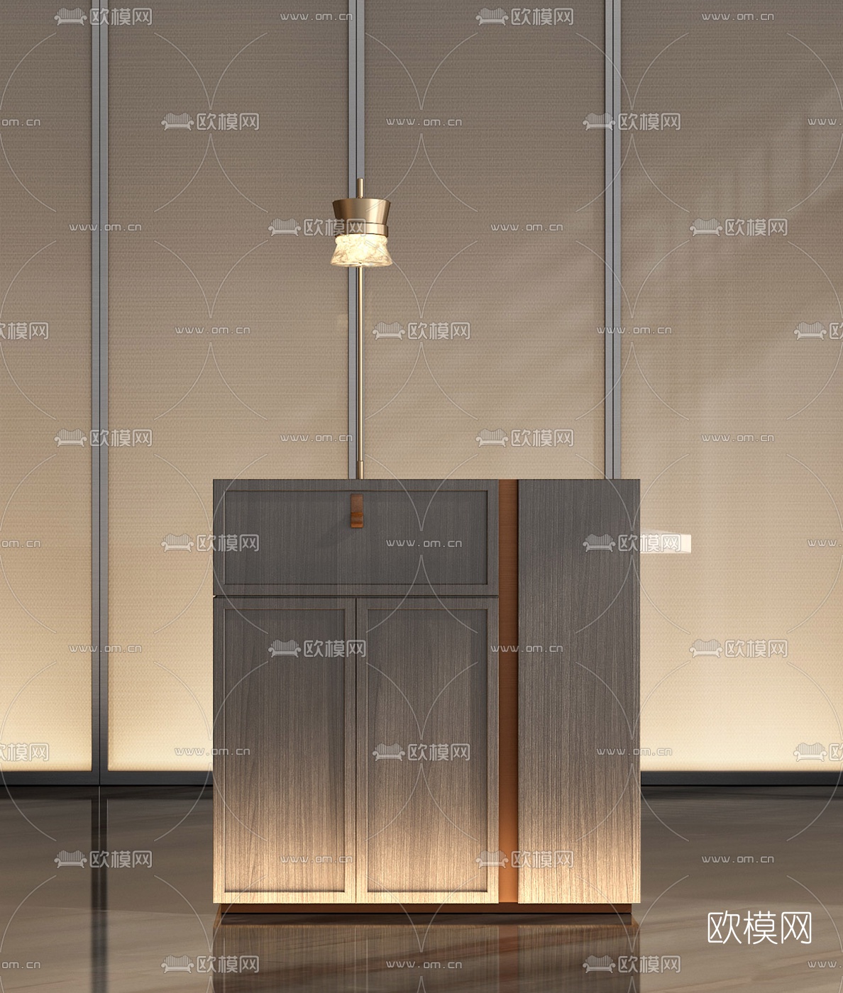 新中式前台接待台3d模型