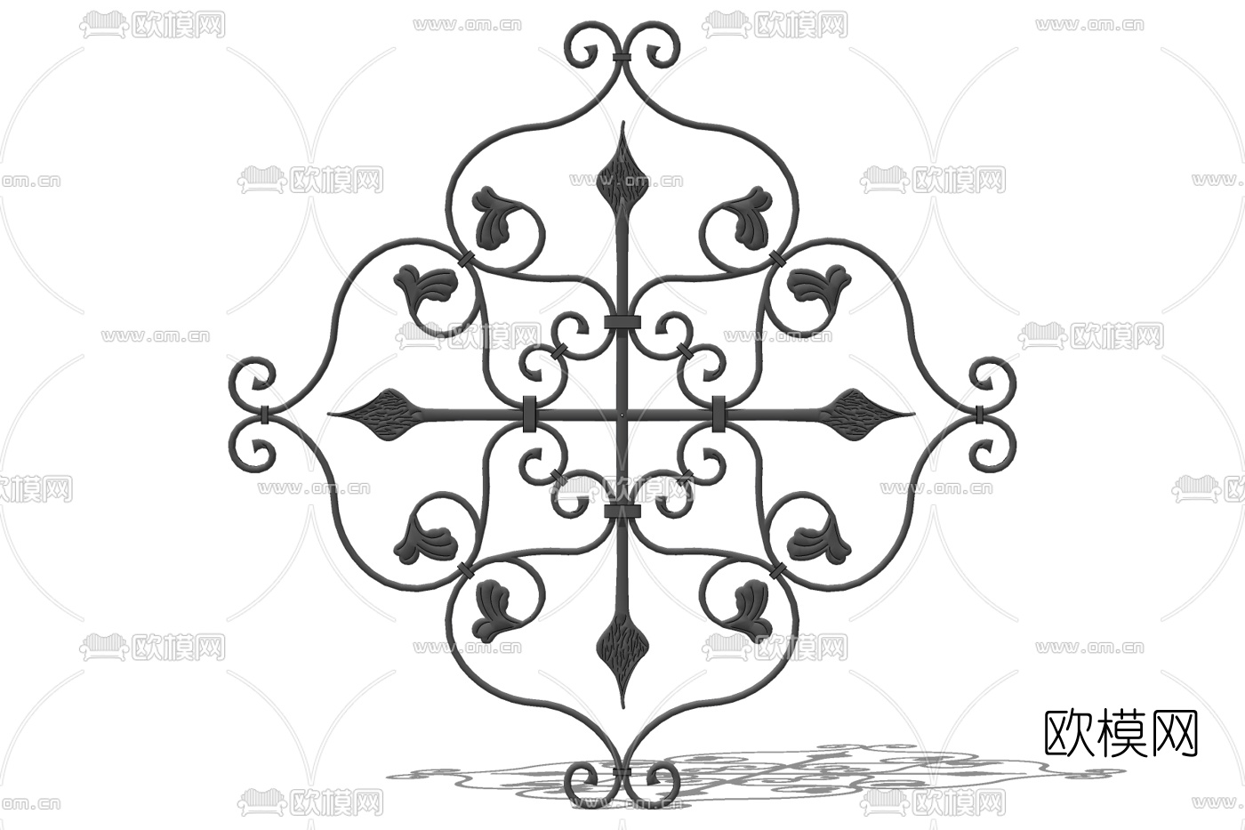 简欧铁艺窗花免费su模型下载