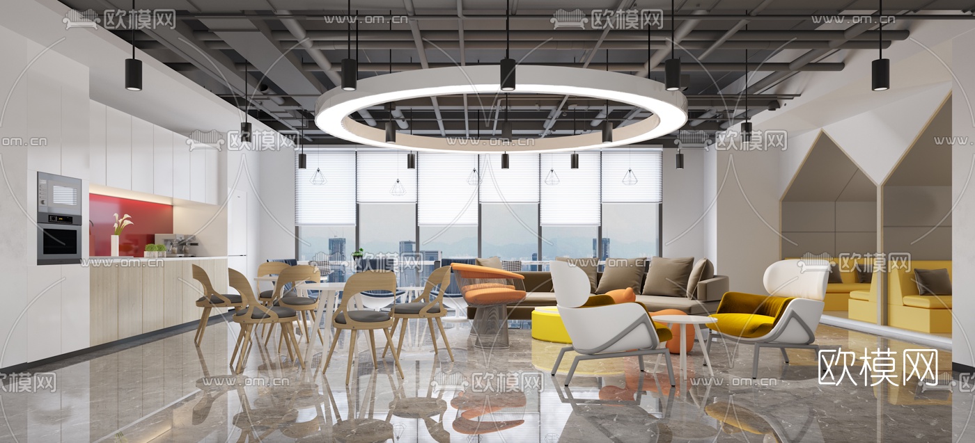 工业风公司休息区3d模型