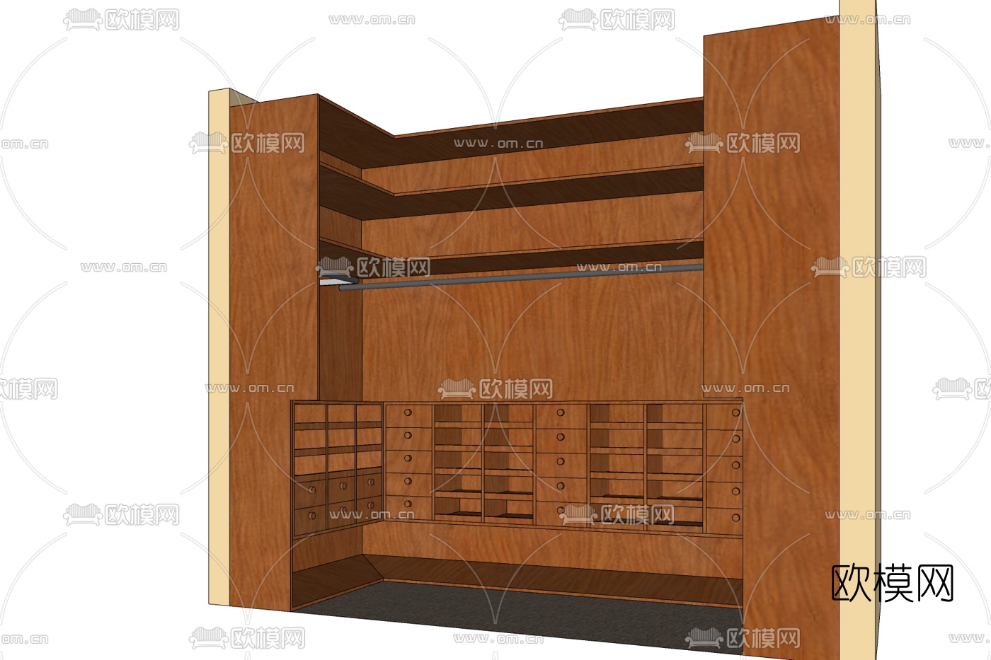 現代實木衣櫃免費su模型-免費3dmax模型庫-歐模網