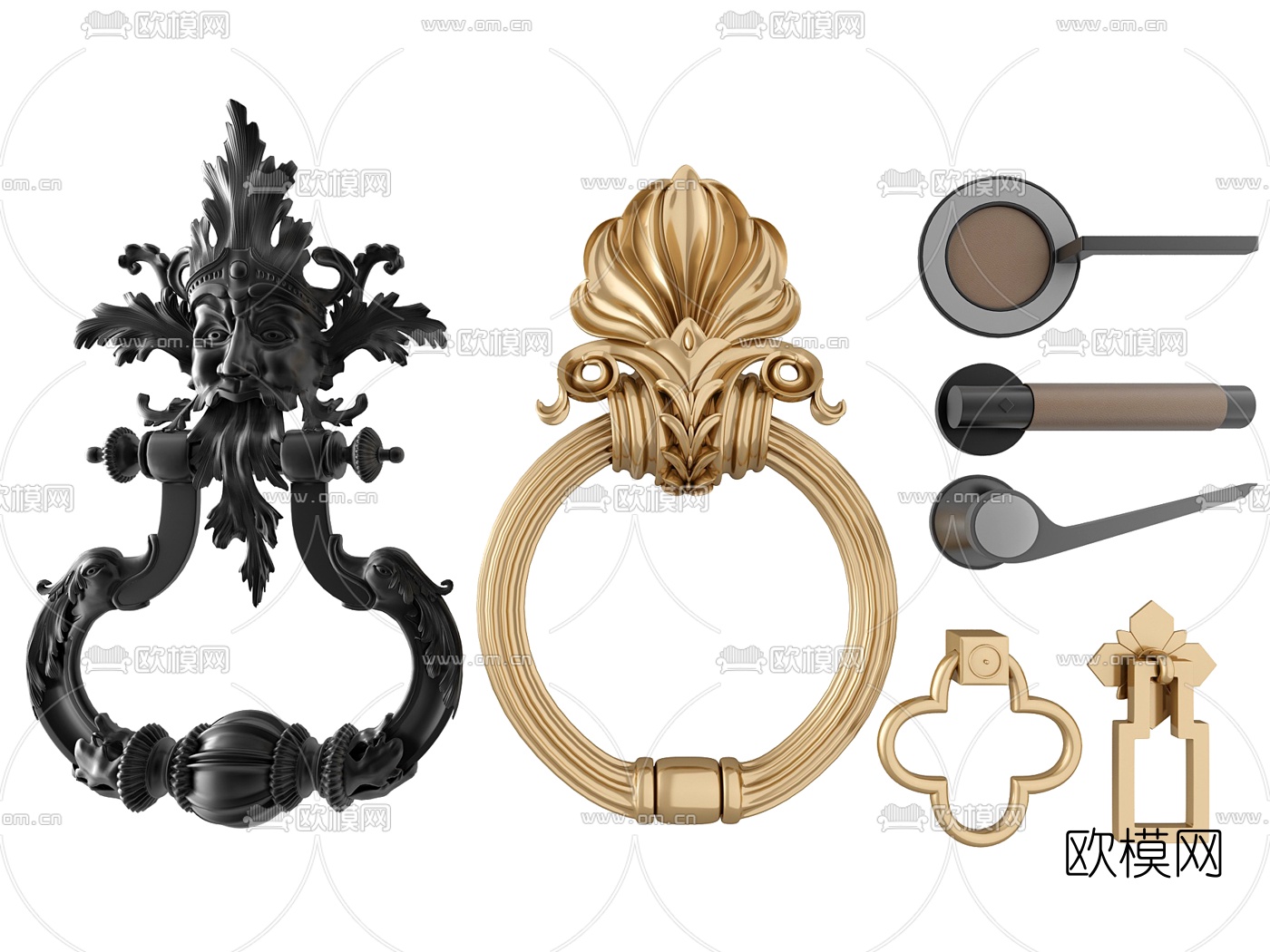 简欧拉手门把手3d模型下载