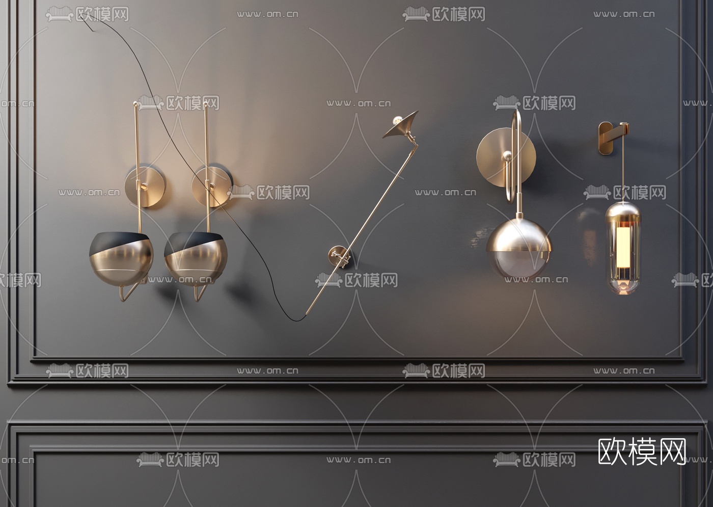 现代轻奢壁灯3d模型