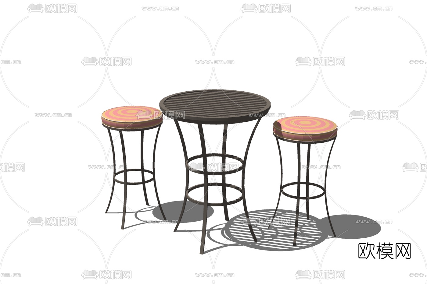 现代铁艺吧台椅免费su模型下载