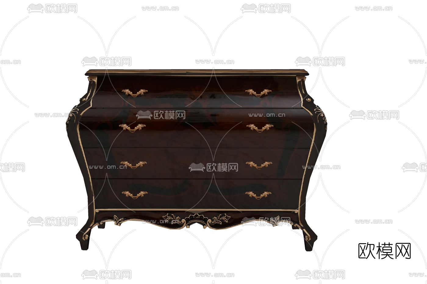 欧式实木边柜免费su模型下载