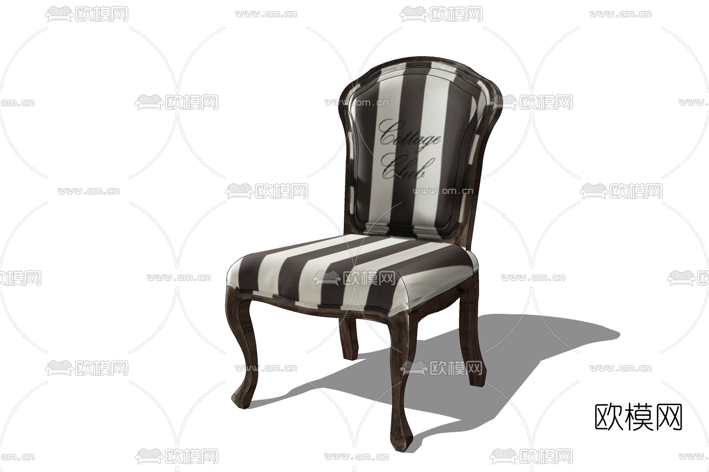 欧式布艺单椅免费su模型下载