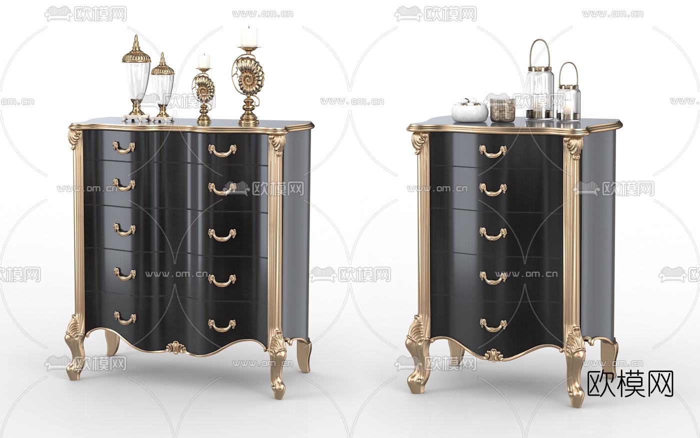 欧式古典雕花斗柜3d模型下载