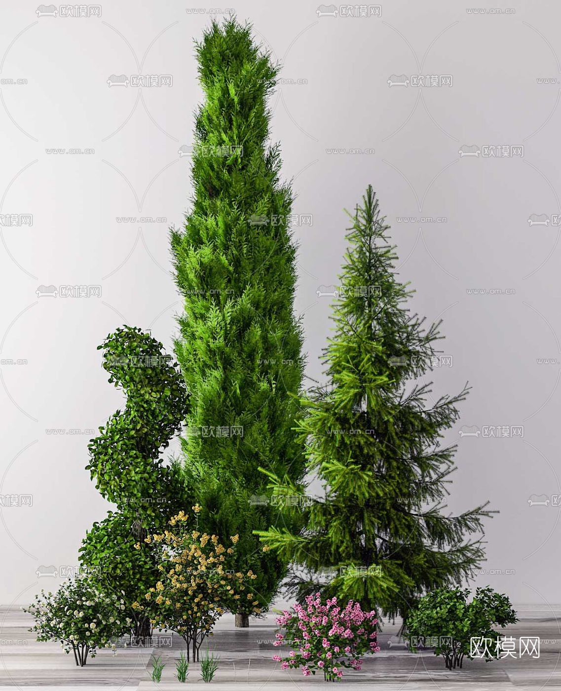 现代绿植花草灌木3d模型