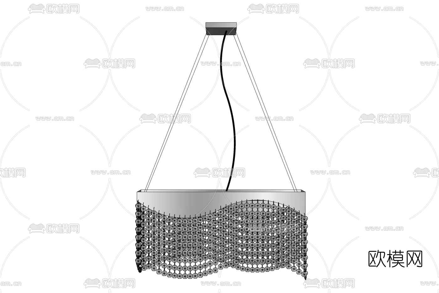 现代水晶吊灯免费su模型