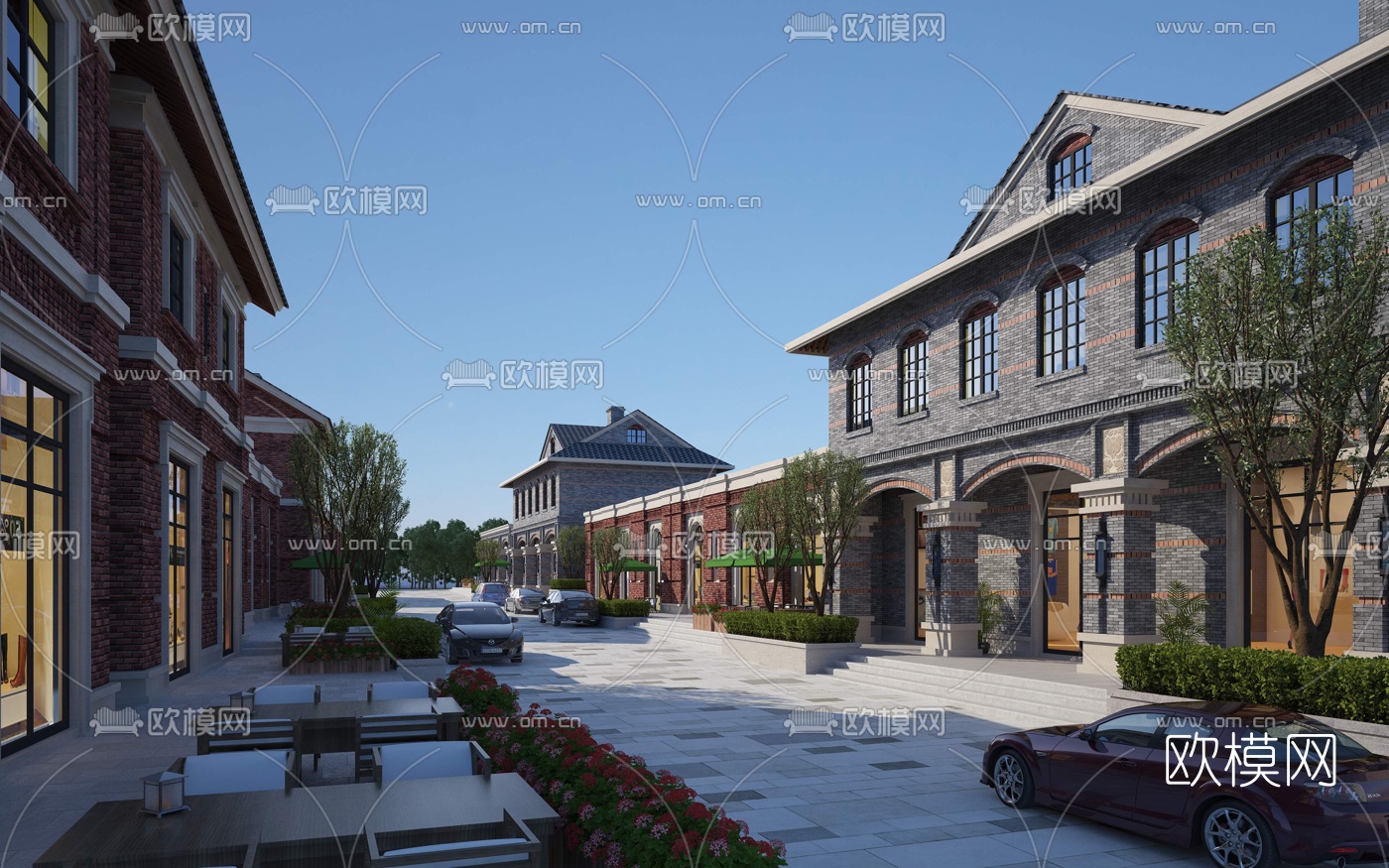 欧式商业街3d模型
