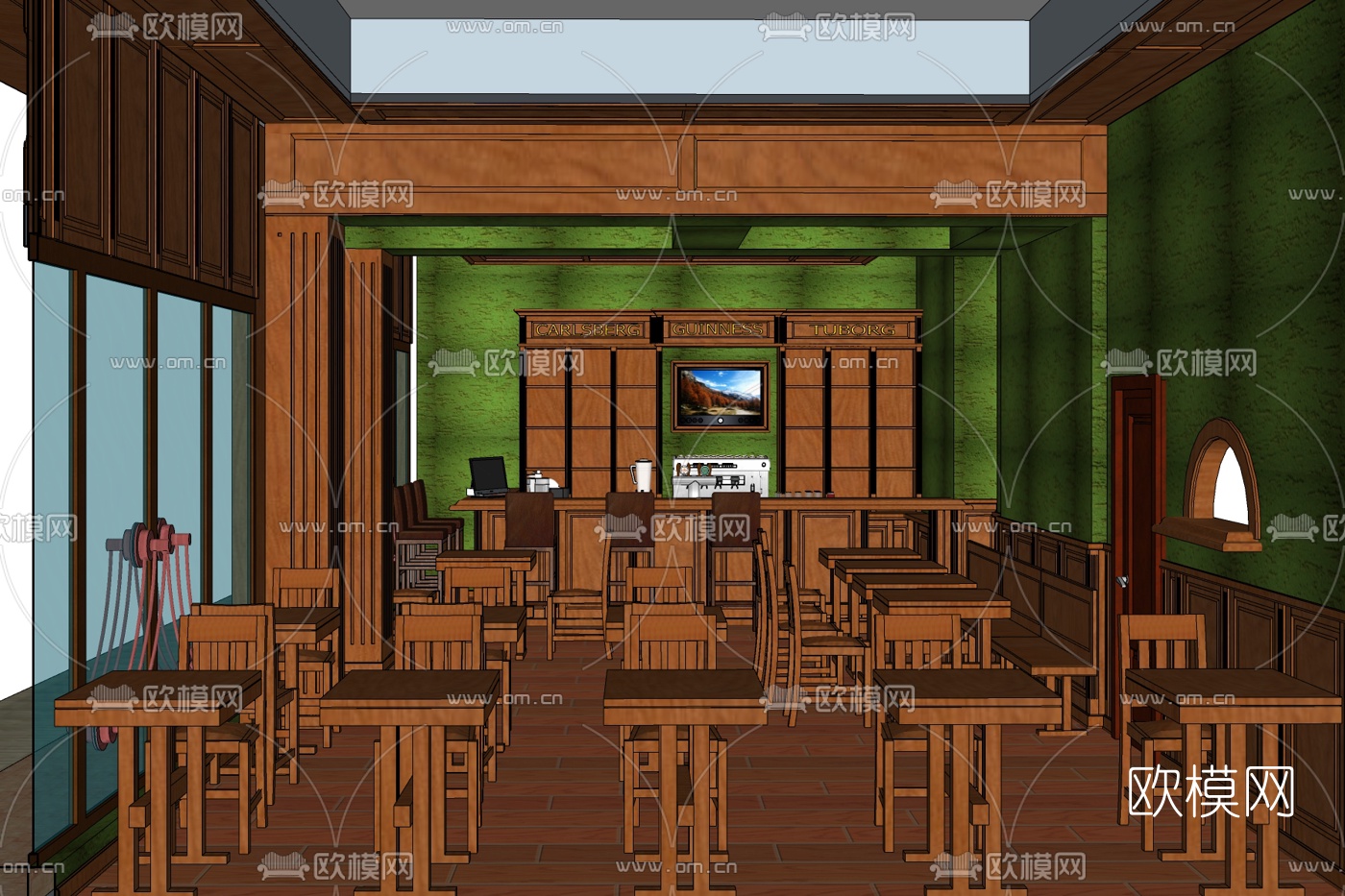 中式奶茶店免费su模型下载