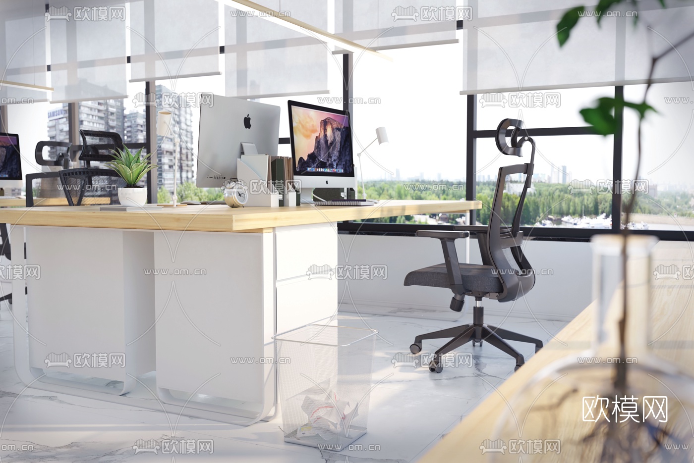 现代敞开式办公室免费3d模型下载_ID10051571_3dmax免费模型-欧模网