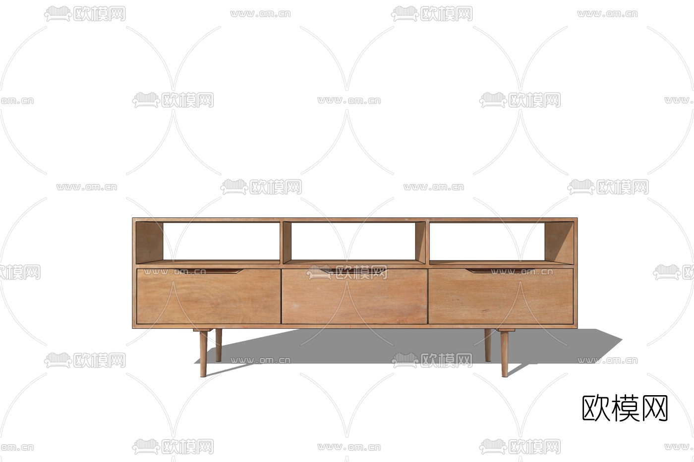 现代实木电视柜免费su模型下载