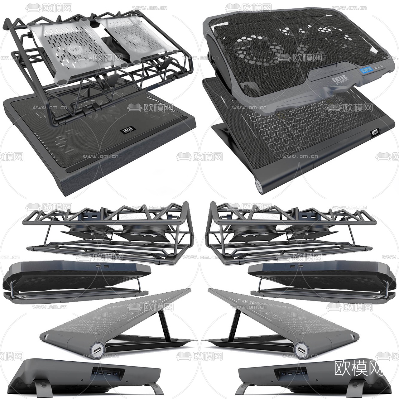 现代笔记本散热器组合3d模型下载