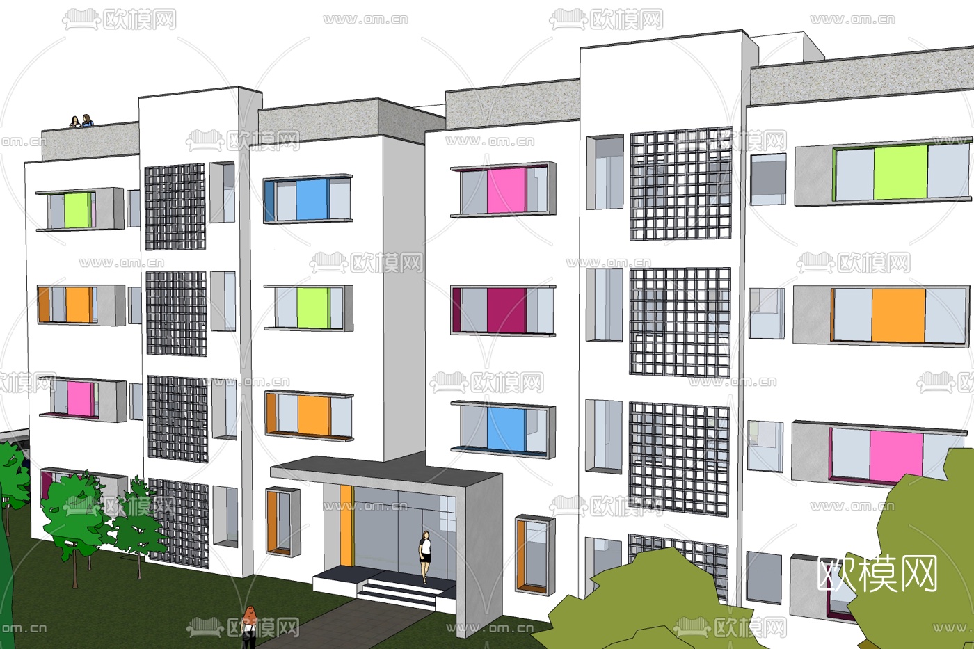 现代幼儿园免费su模型下载