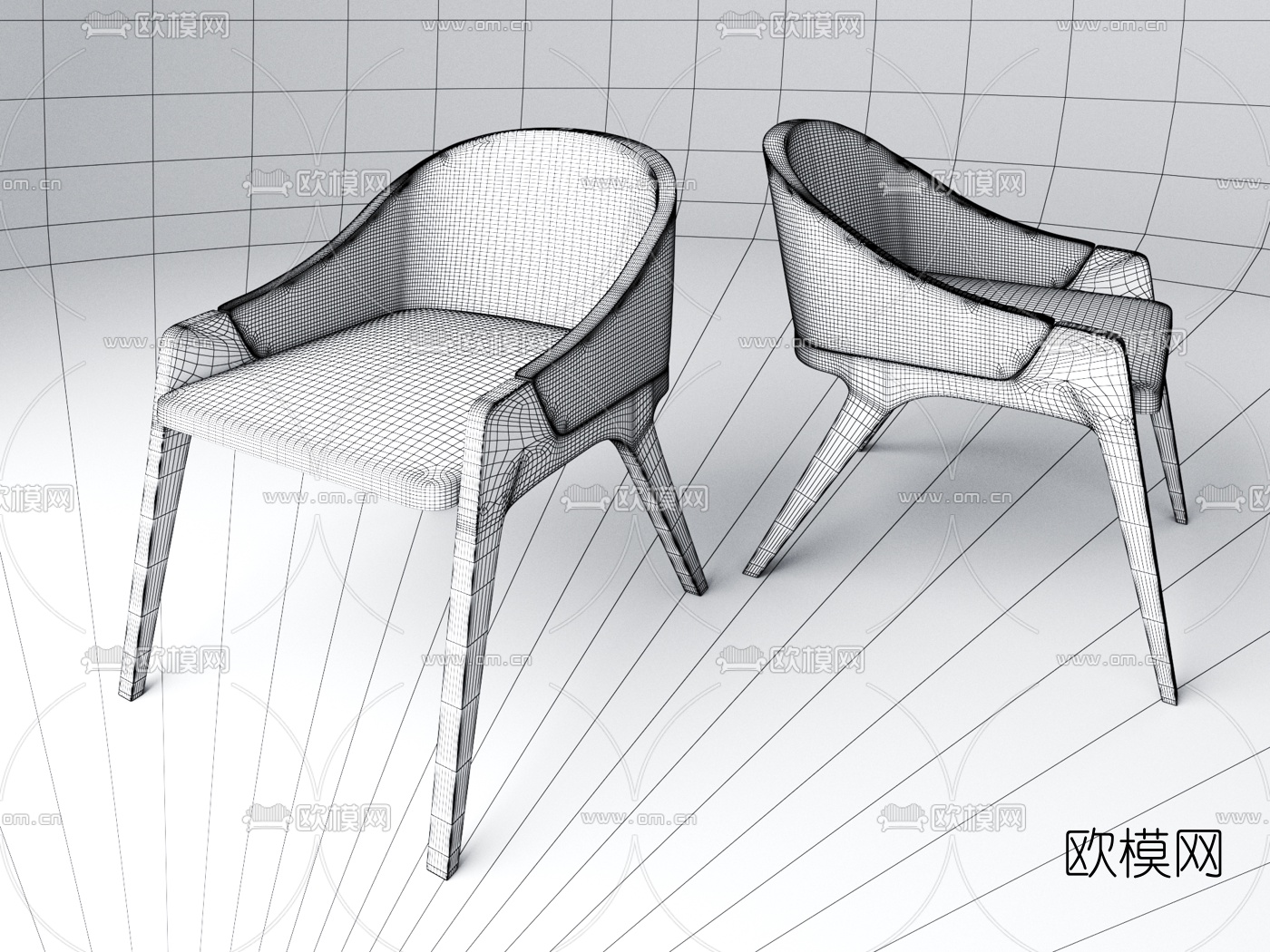 现代皮革单椅3d模型