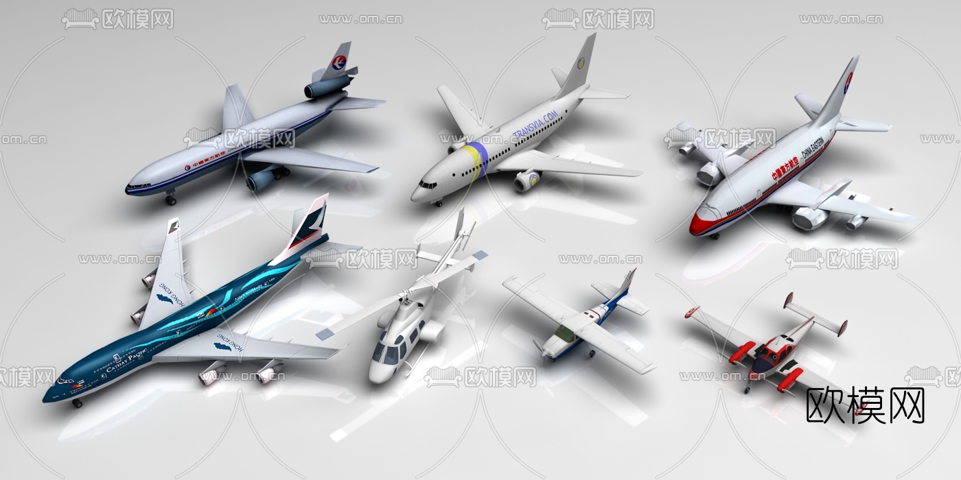 现代客机直升机飞机3d模型下载