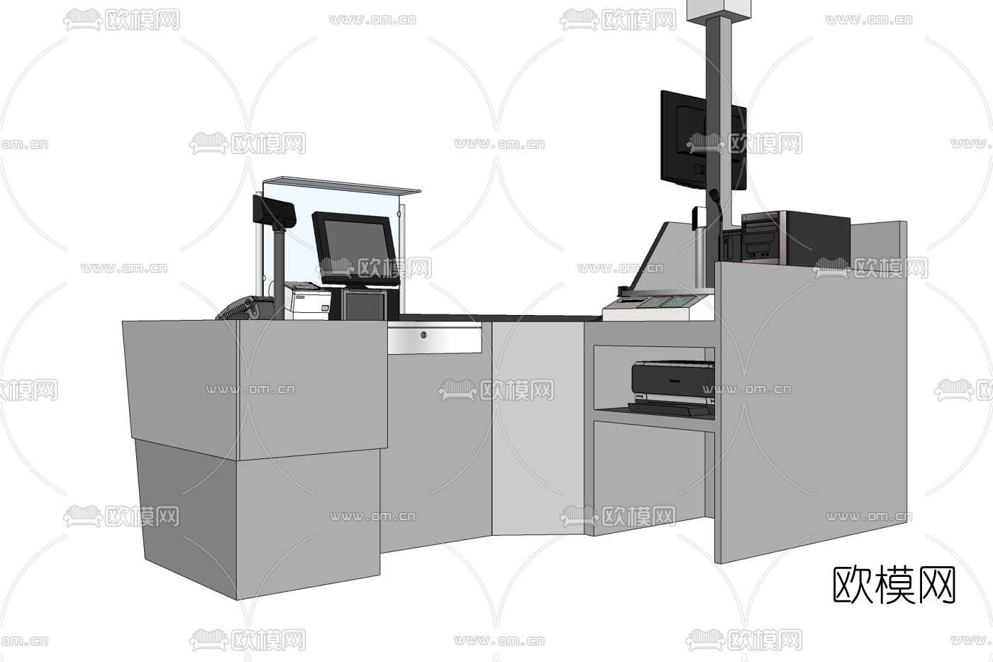 现代收银台免费su模型下载