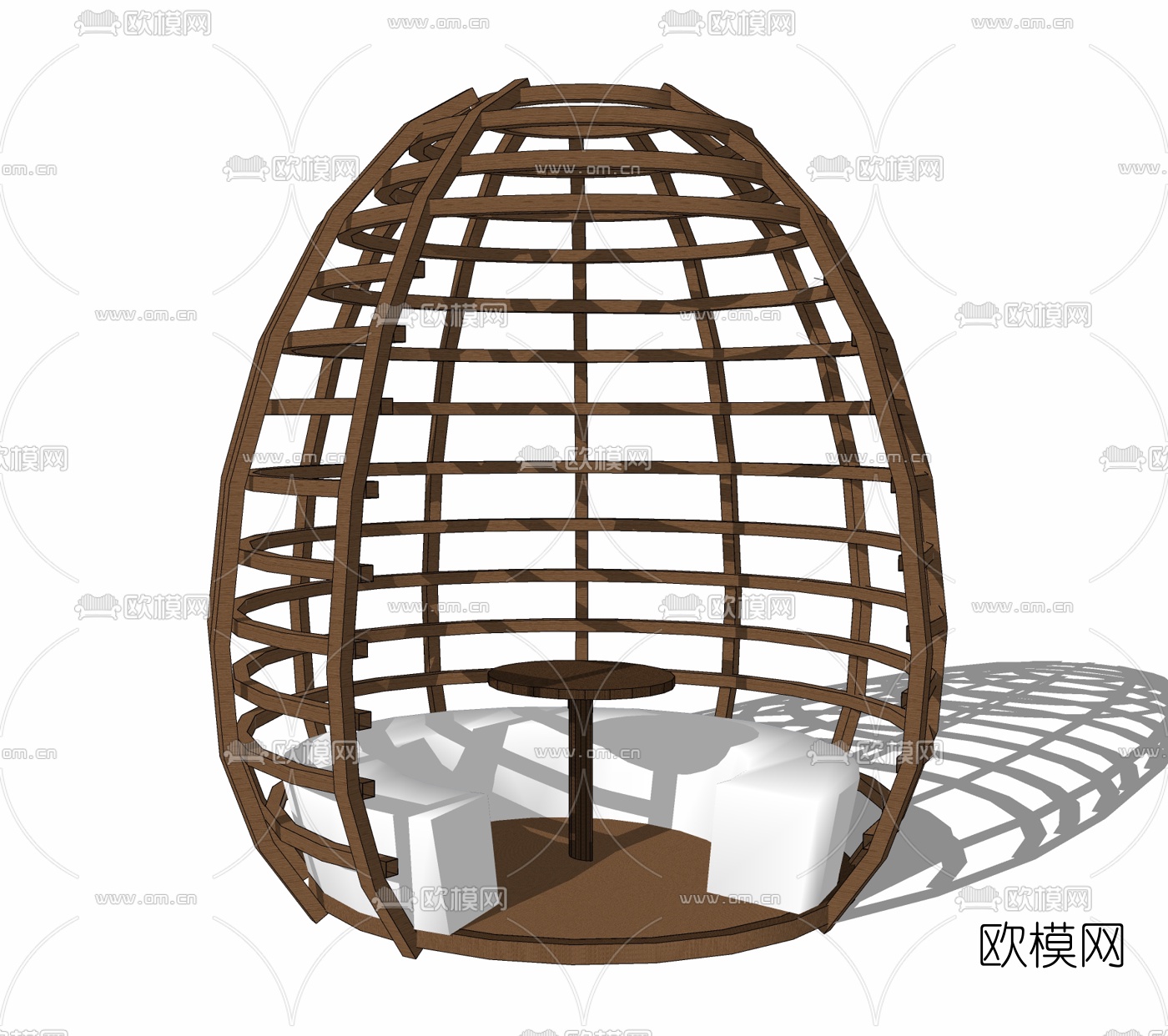 现代户外公用椅免费su模型下载