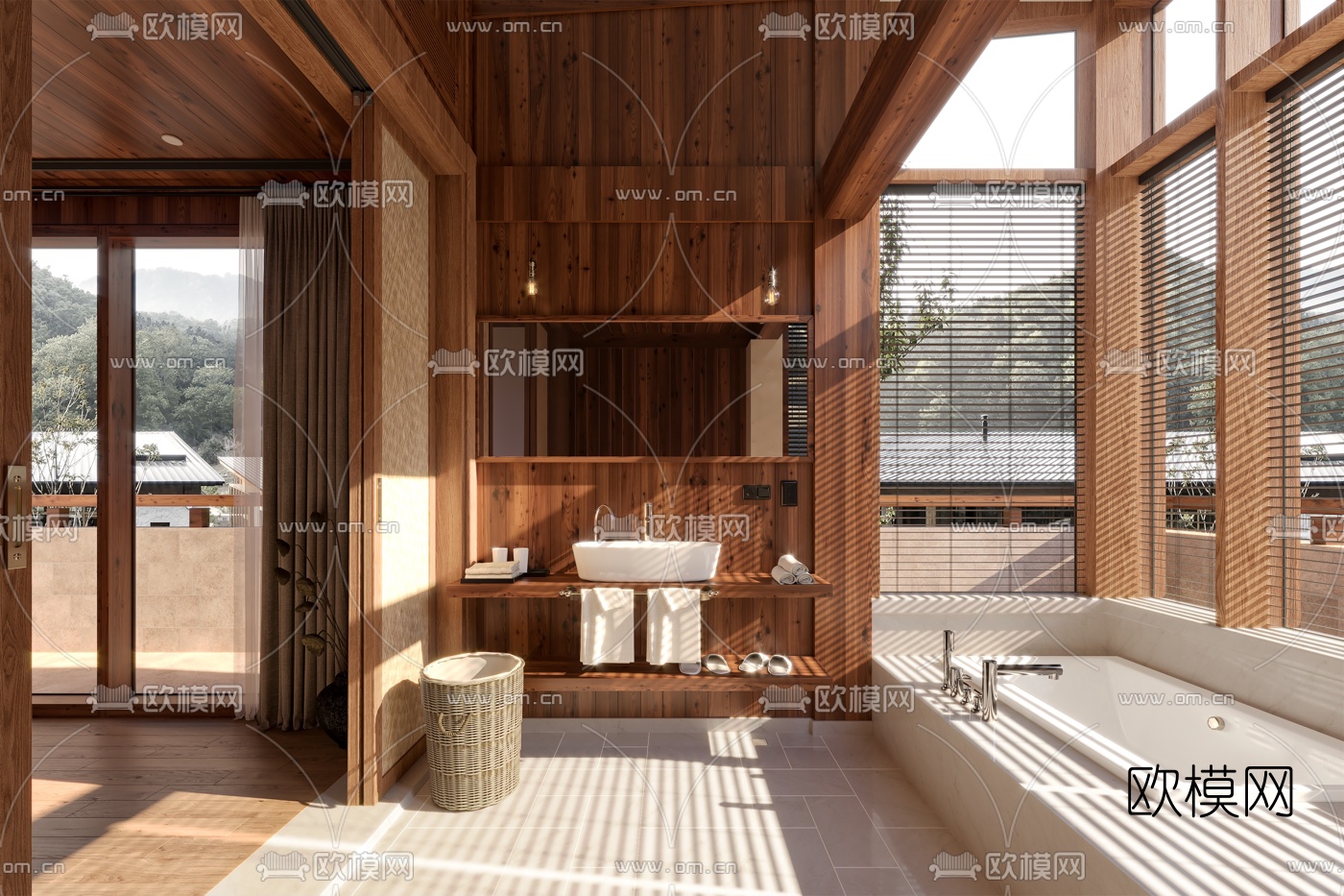自然风卫生间浴室3d模型下载