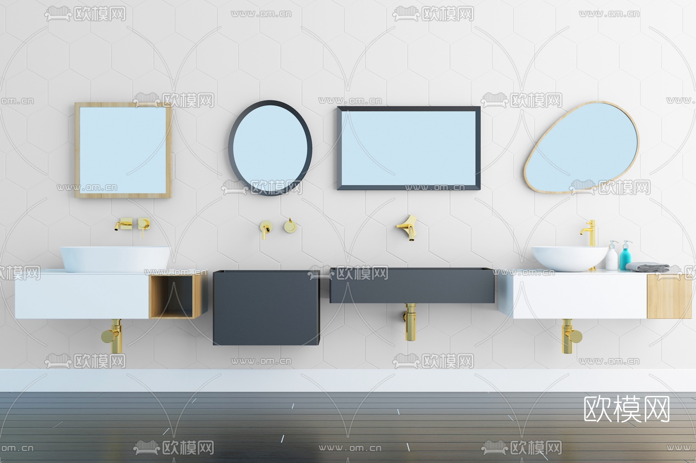 北欧简易洗手台浴室柜3d模型