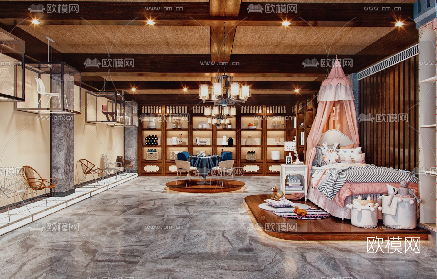 东南亚售楼处展示区3d模型下载