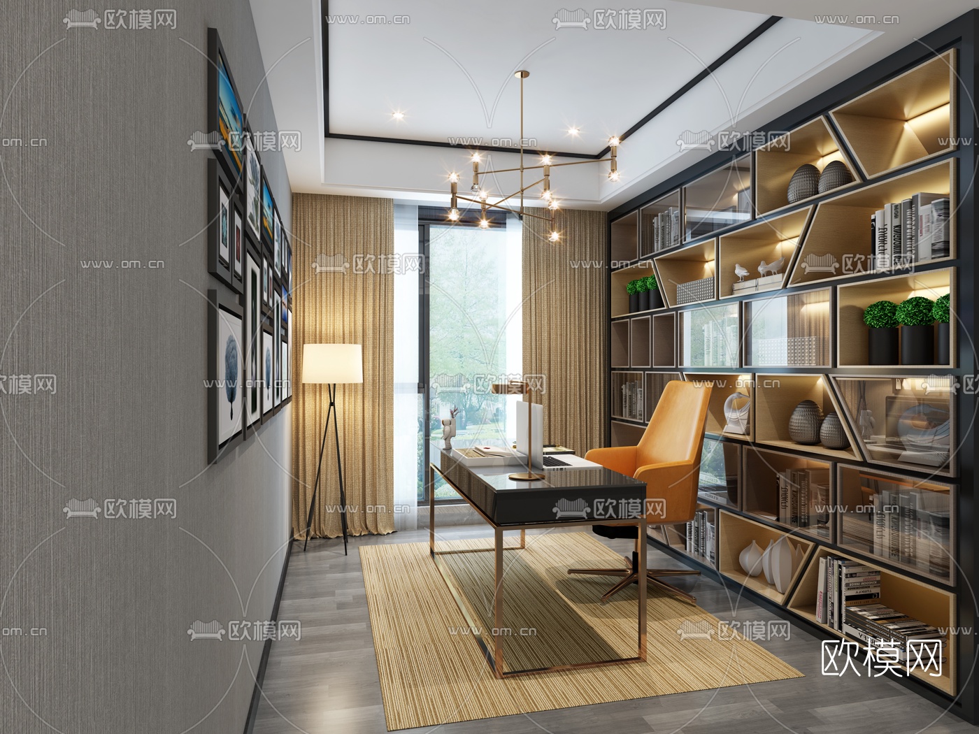 现代书房3d模型