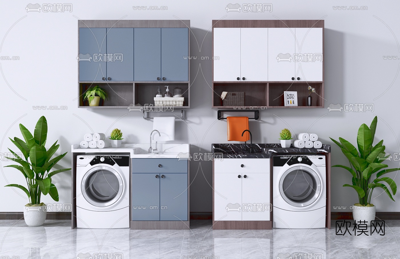 现代洗衣机浴室柜3d模型