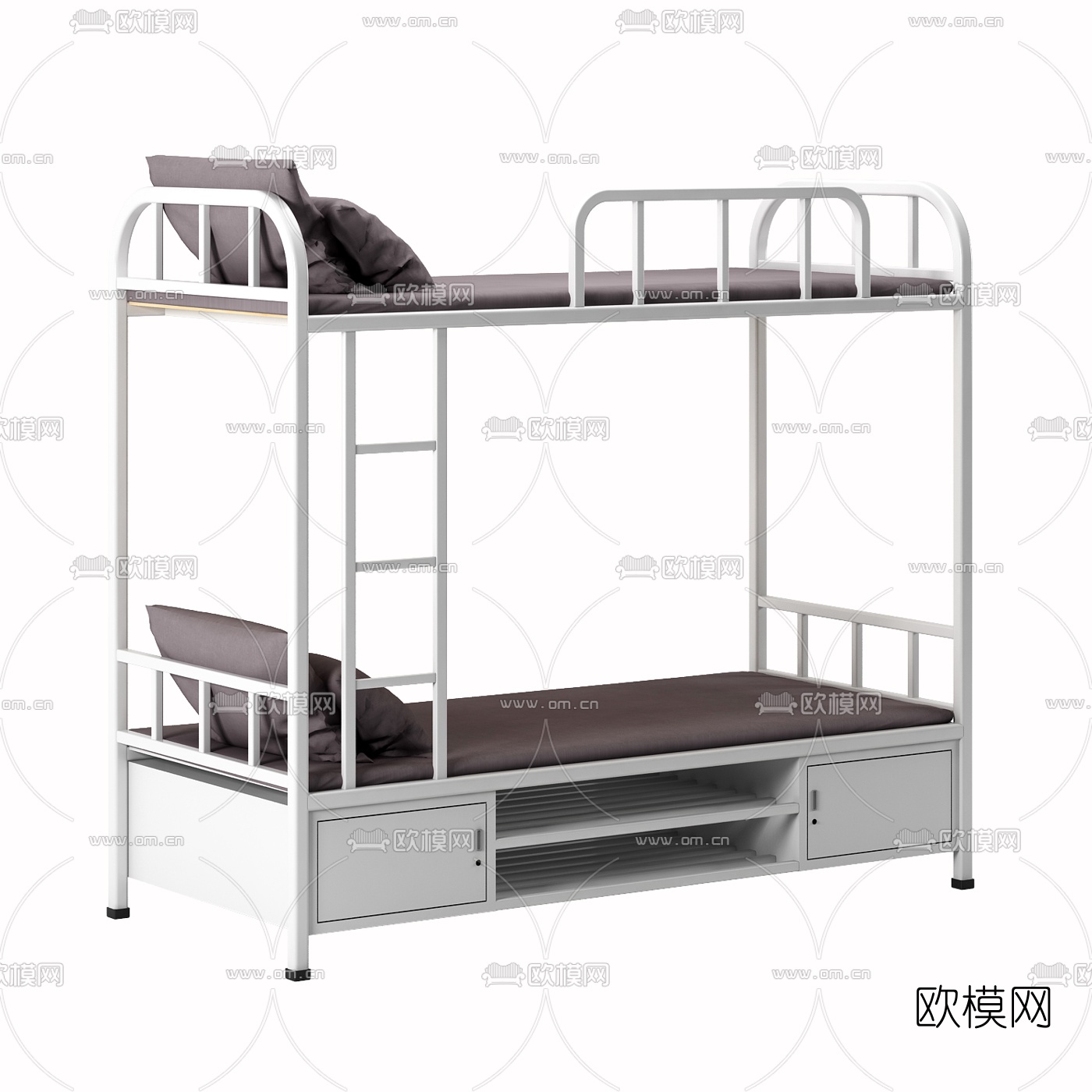 现代上下铺双层床3d模型下载（渲染图2）