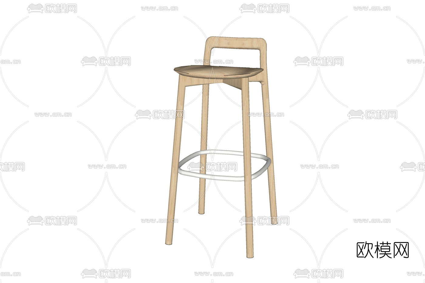 现代实木吧台椅免费su模型下载