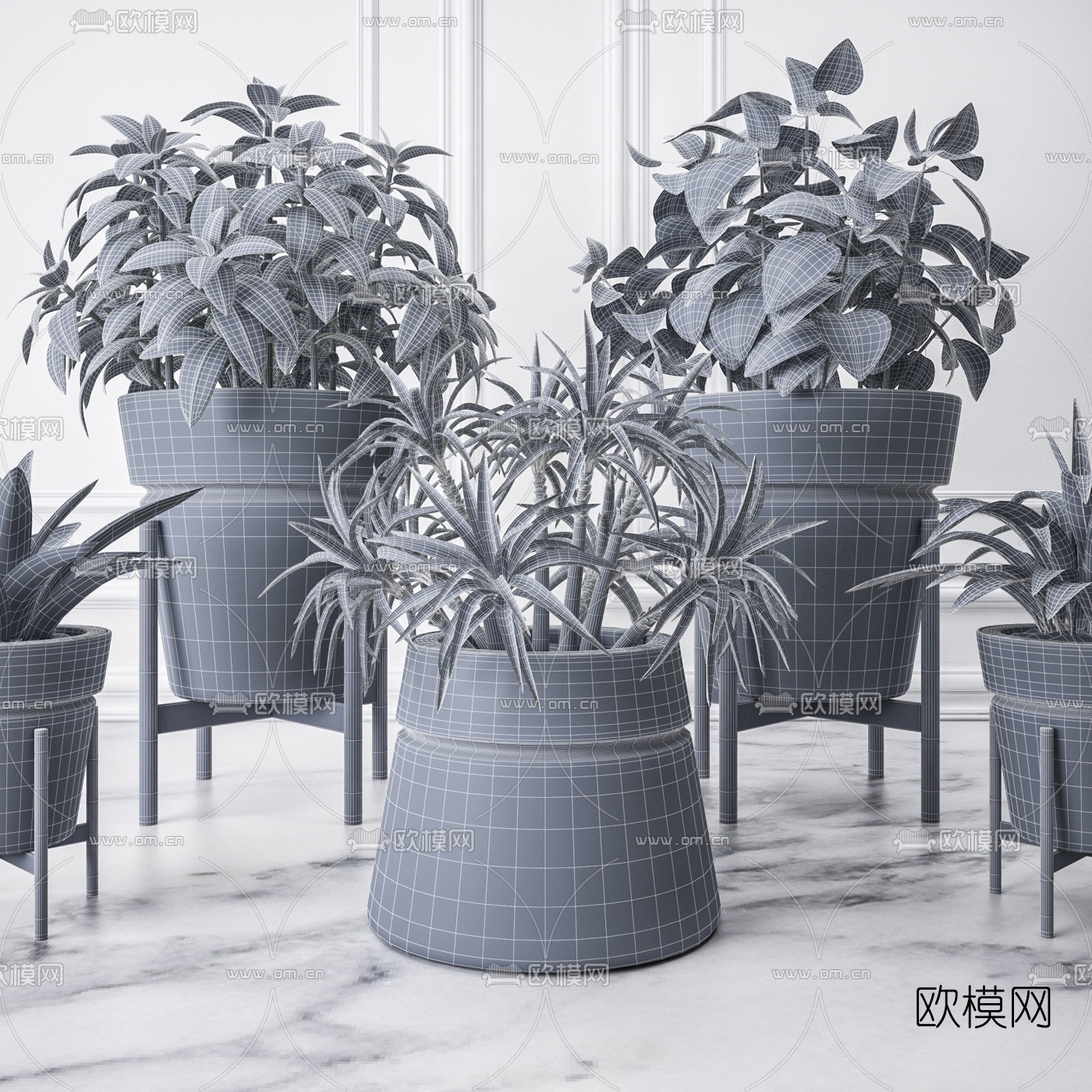 现代绿植盆栽3d模型