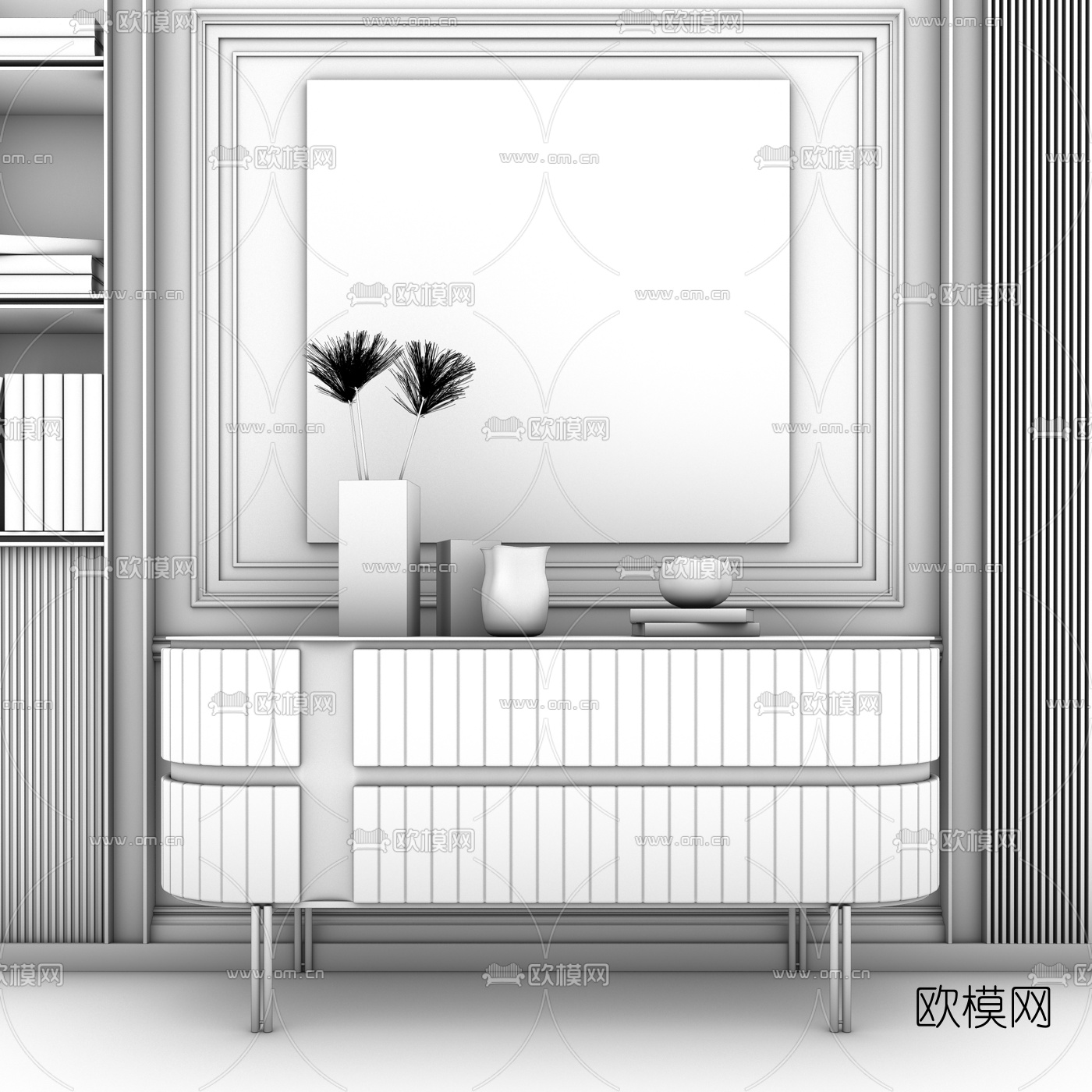 现代轻奢边柜3d模型
