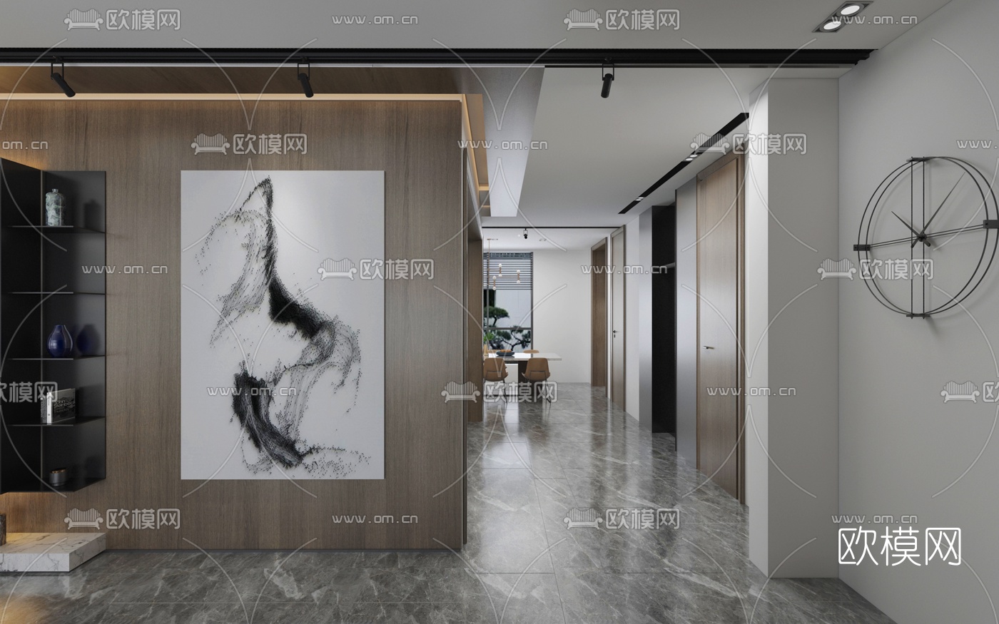 现代客厅餐厅3d模型