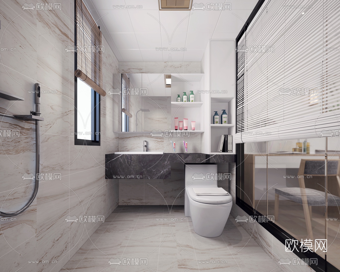 日式榻榻米卧室客厅餐厅厨房卫生间3d模型下载（渲染图5）