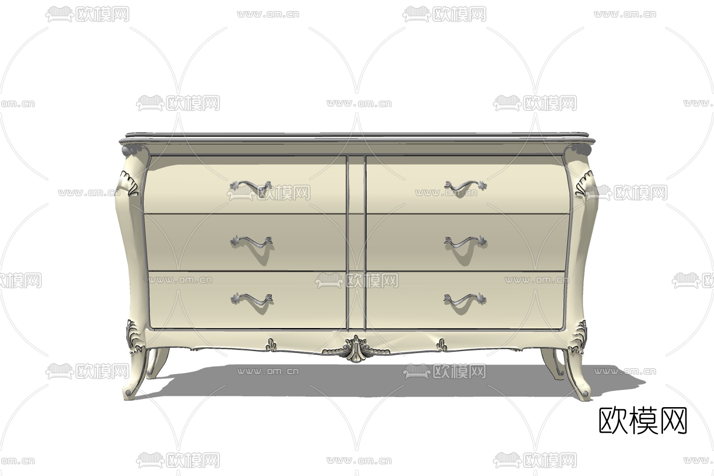 欧式实木边柜免费su模型下载