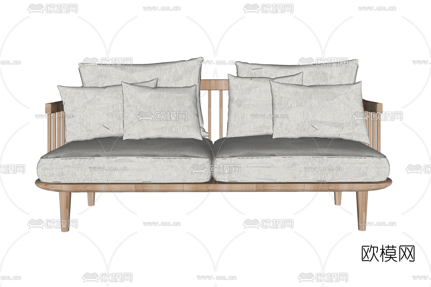 北欧布艺双人沙发免费su模型下载