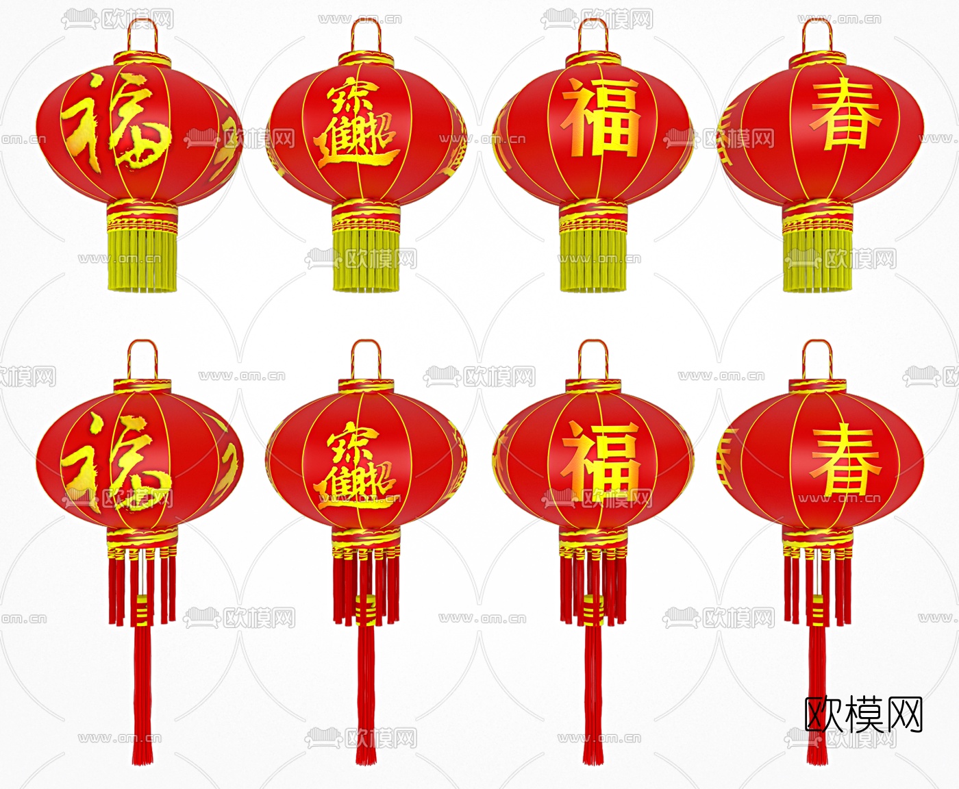 中式春节红灯笼3d模型下载