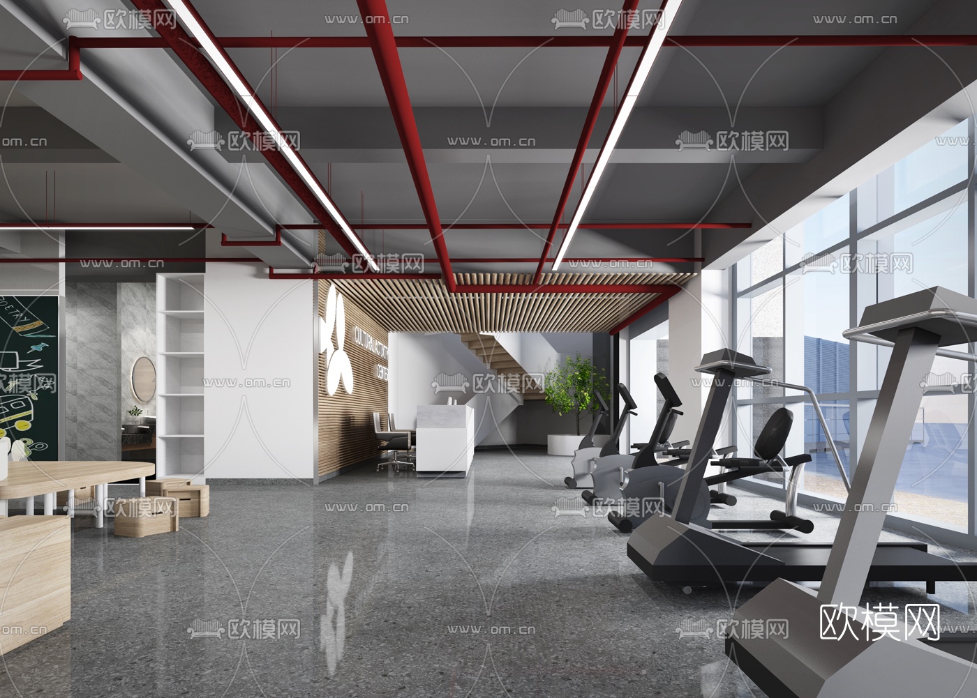 现代图书馆阅览室3d模型