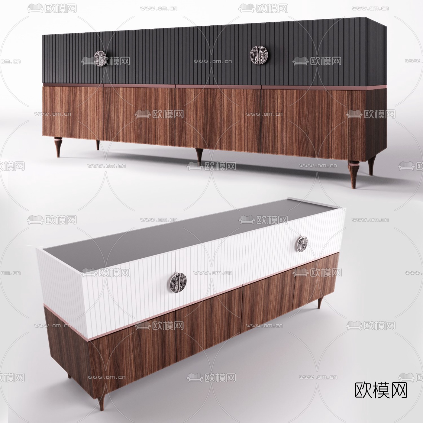现代原木电视柜3d模型