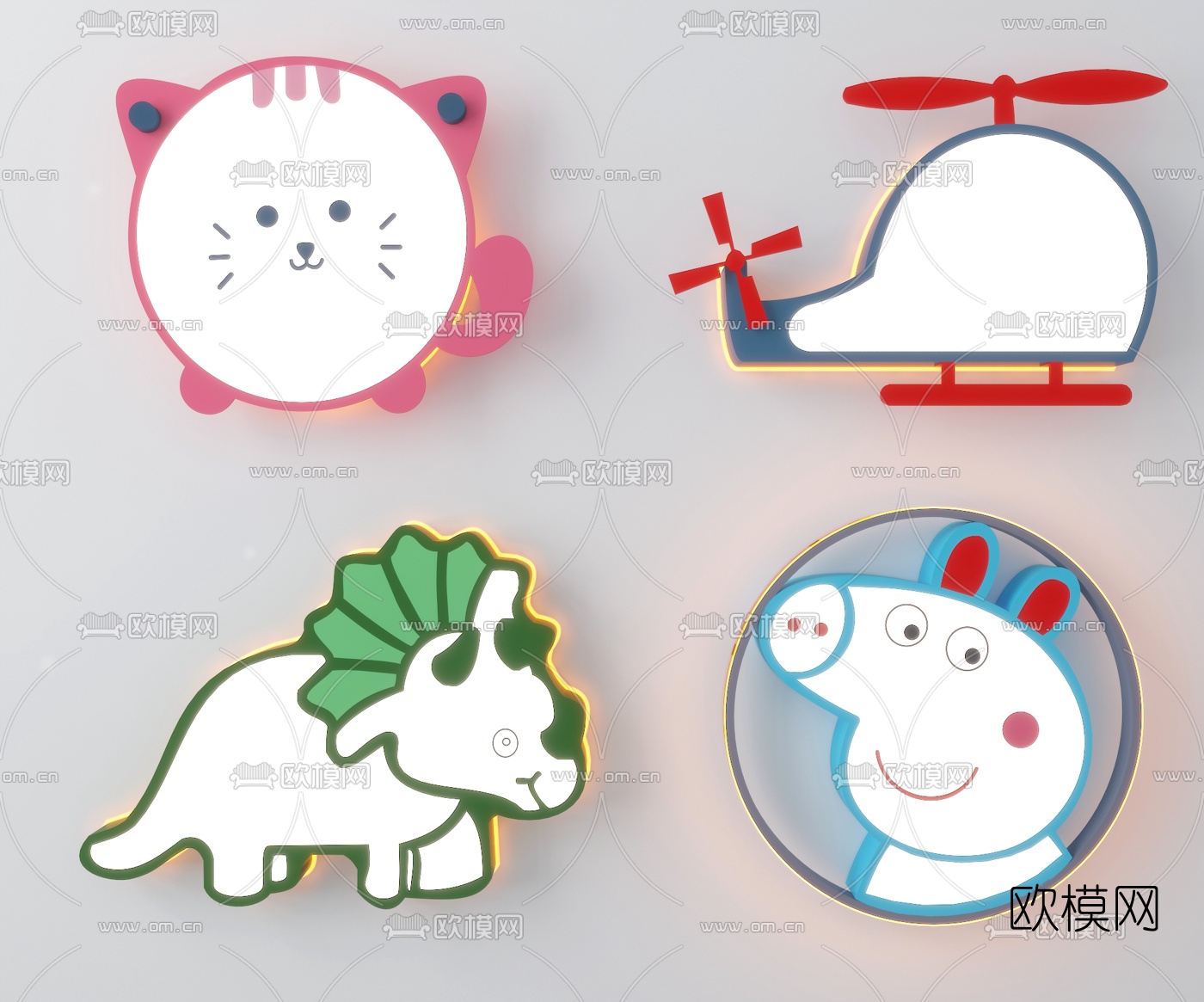 现代儿童卡通吸顶灯3d模型下载