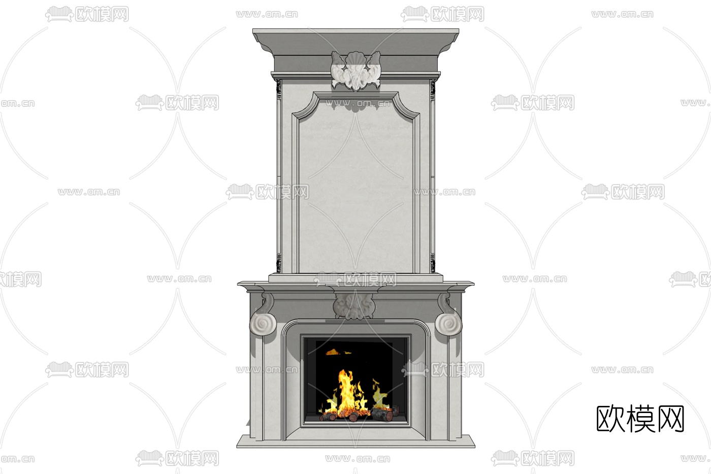 欧式壁炉免费su模型下载