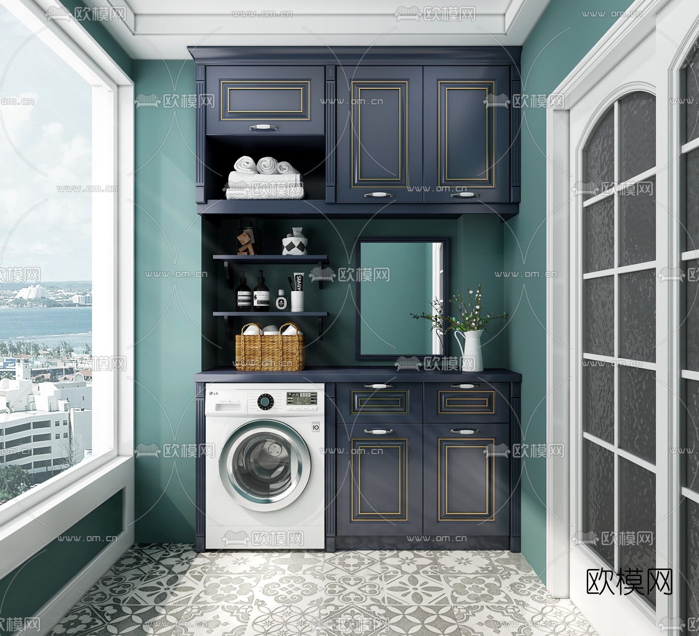 欧式阳台洗衣房3d模型下载