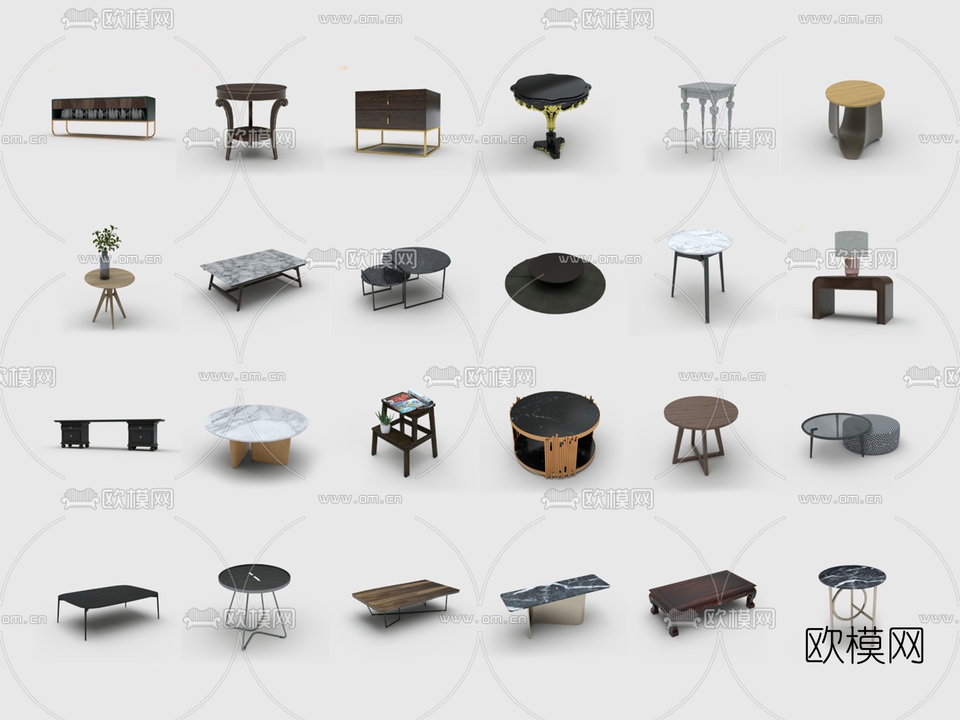 现代实木茶几su模型下载